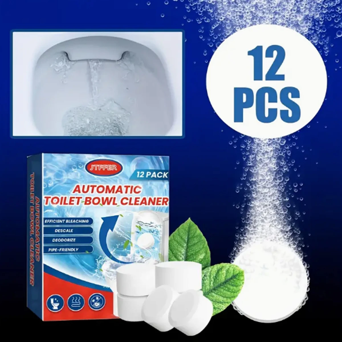 12pcs Toilet Cleaning Effervescent Tablets for Descaling Deodorizing Deodorizing Stains Toilet Stain Remover