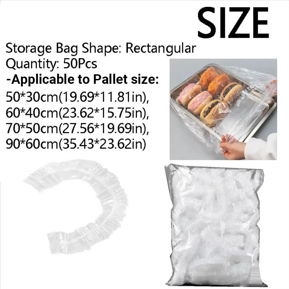 50Pcs Ultra Large Disposable Tray Cover Stretchable Clear Disposable Food Cover Fresh-Keeping Elastic Band Plate Bowls Caps