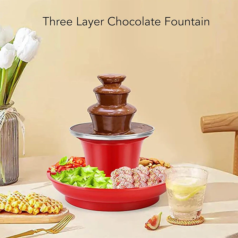 Electric Chocolate Fondue Fountain Automatic Chocolate Melting Tower DIY Handmade for Weddings Birthday Parties EU/US