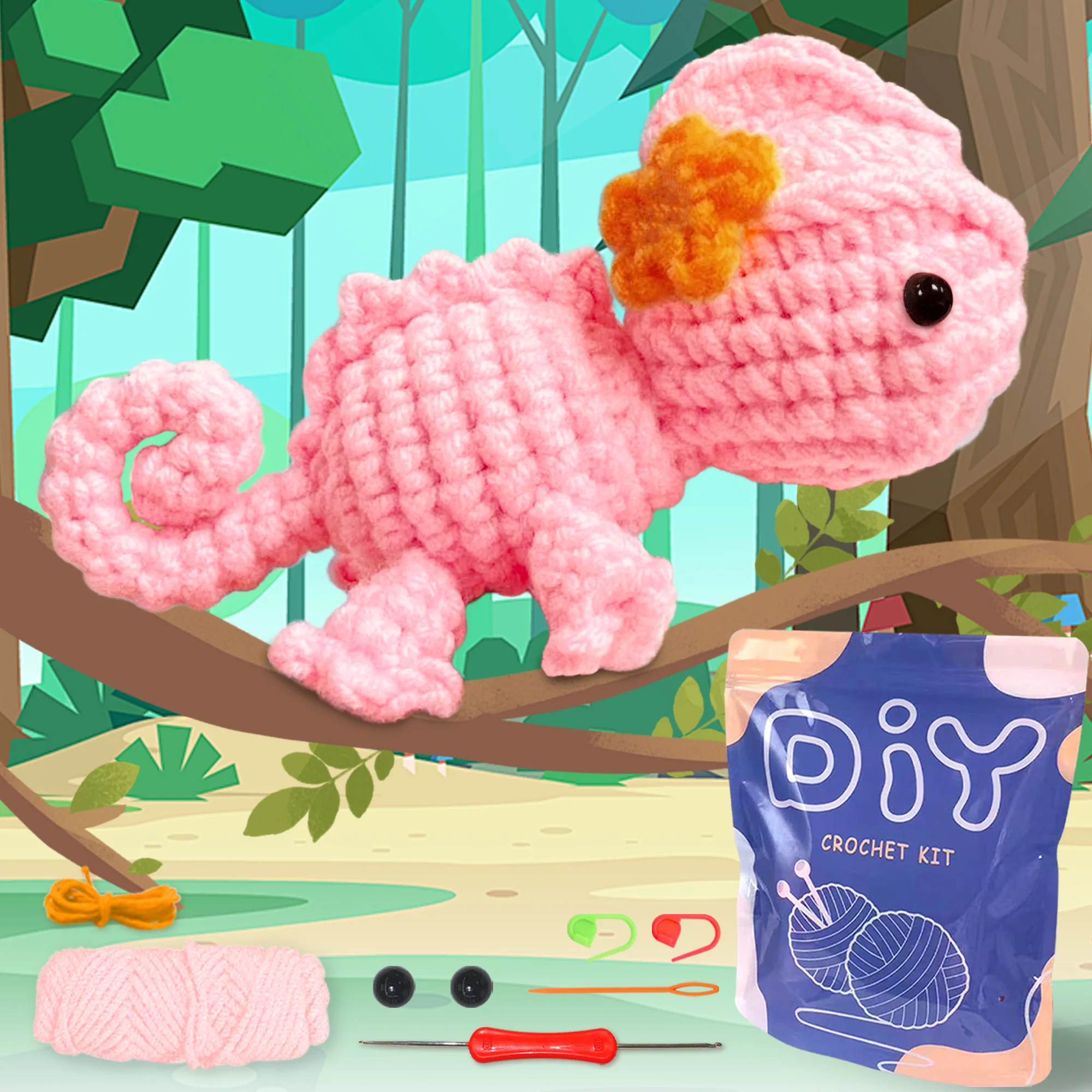 Chameleon Crochet Kit with Video Tutorial