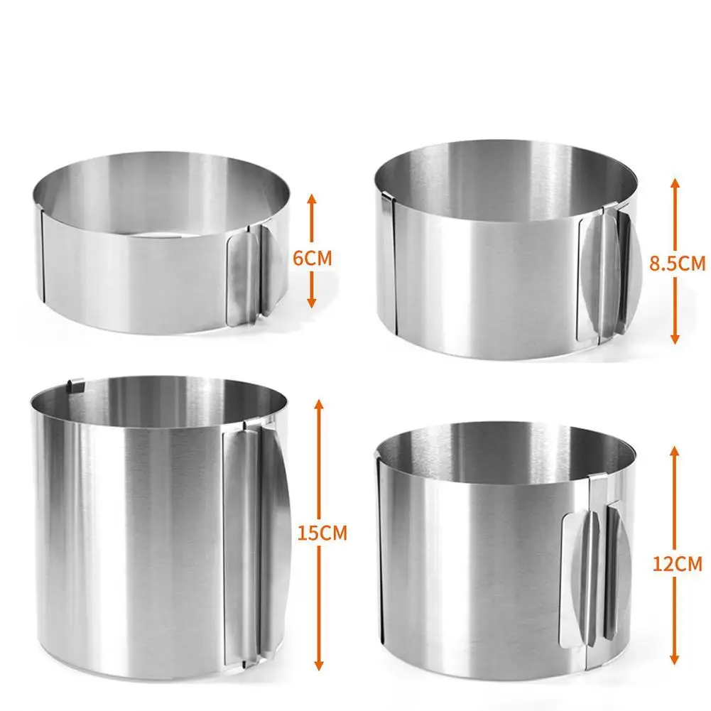 430 Stainless Steel Telescopic Mousse Ring Rustproof With Scale 6-30cm 6cm 8.5cm 12cm 15cm Heightened Baking Cake Ring