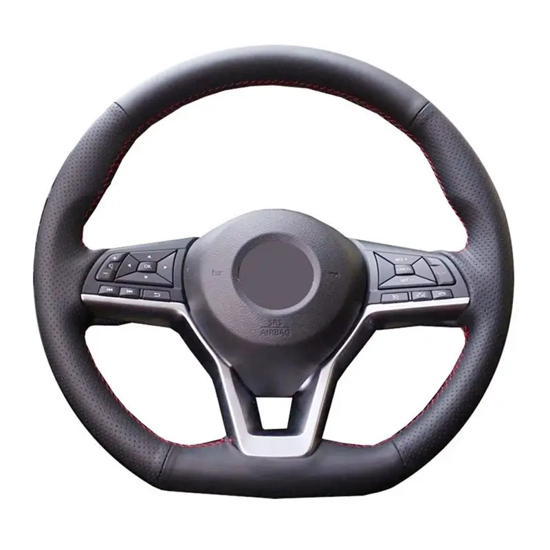 Noslip Black Genuine Leather Car Steering Wheel Cover For Nissan X