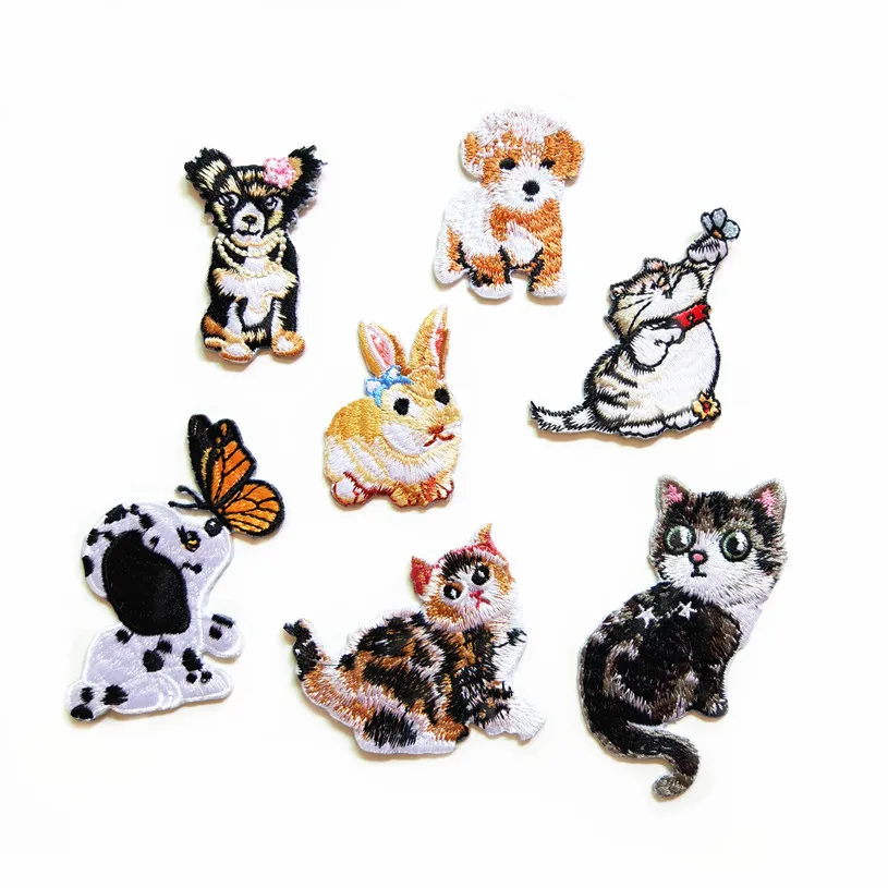 

Cute Cat Dog Towel Chenille Patches Iron On Patch For Clothes Shoes Bags Applique Application For DIY Backpage Badge