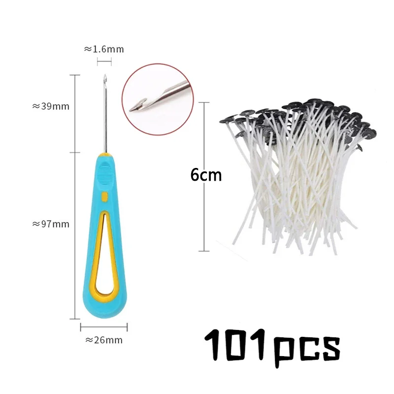 Waxed Cotton Thread Candle Wick Set - 100pcs Smokeless Wick & Holder