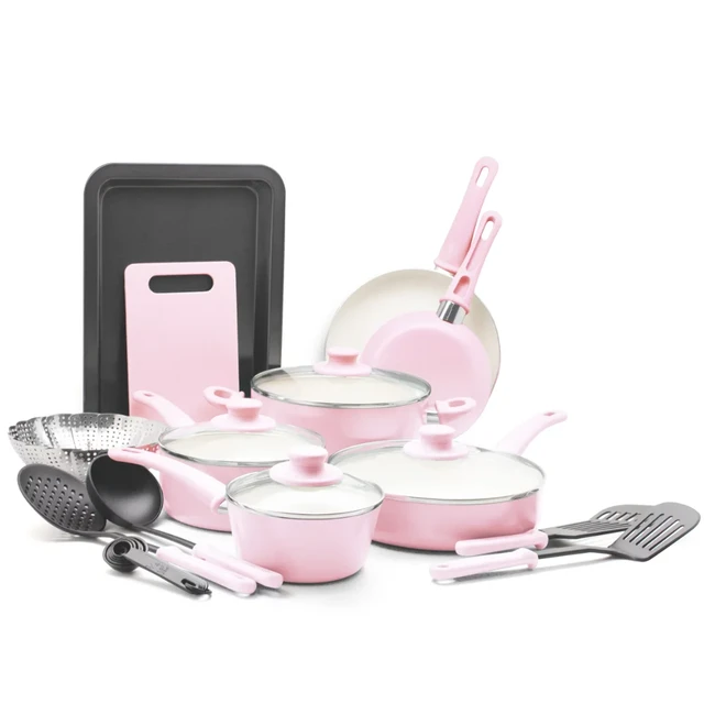 GreenLife Ceramic Nonstick Pink 15pc Set - AliExpress