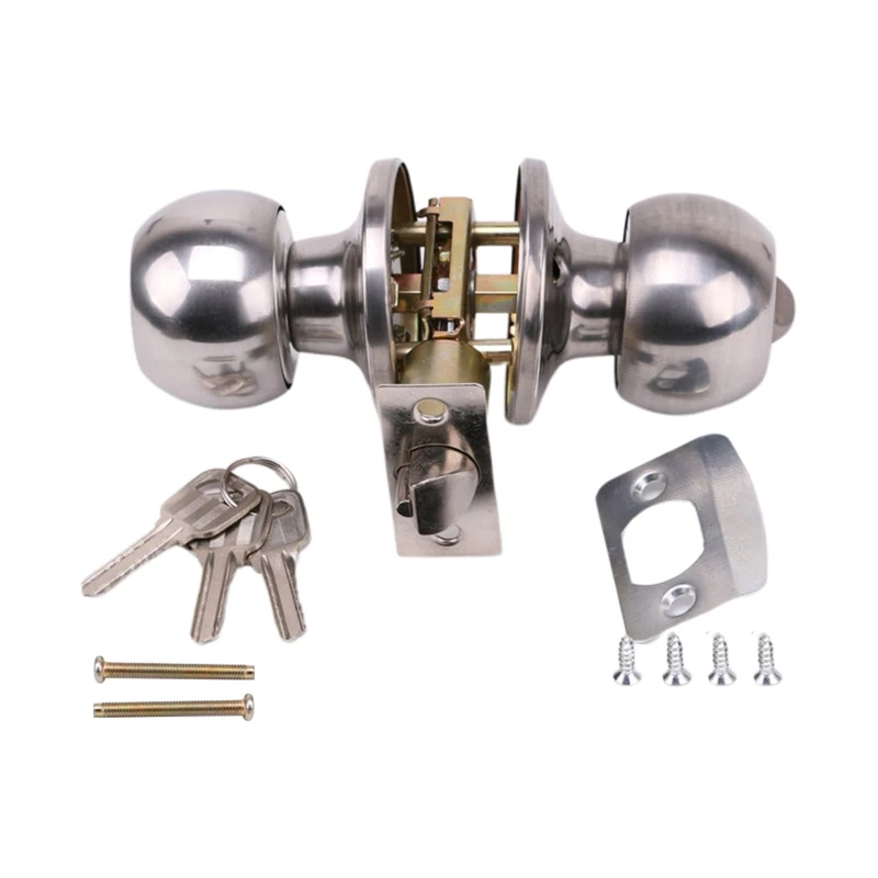 Door Knobs Rotation Round Stainless Steel Entrance Passage Lock With Kep S