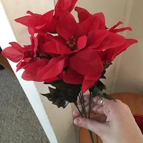 

Artificial Christmas Poinsettia Flowers Christmas Decorations For Home Red Flowers Head Bouquet Xmas Tree Ornament New Year 2022