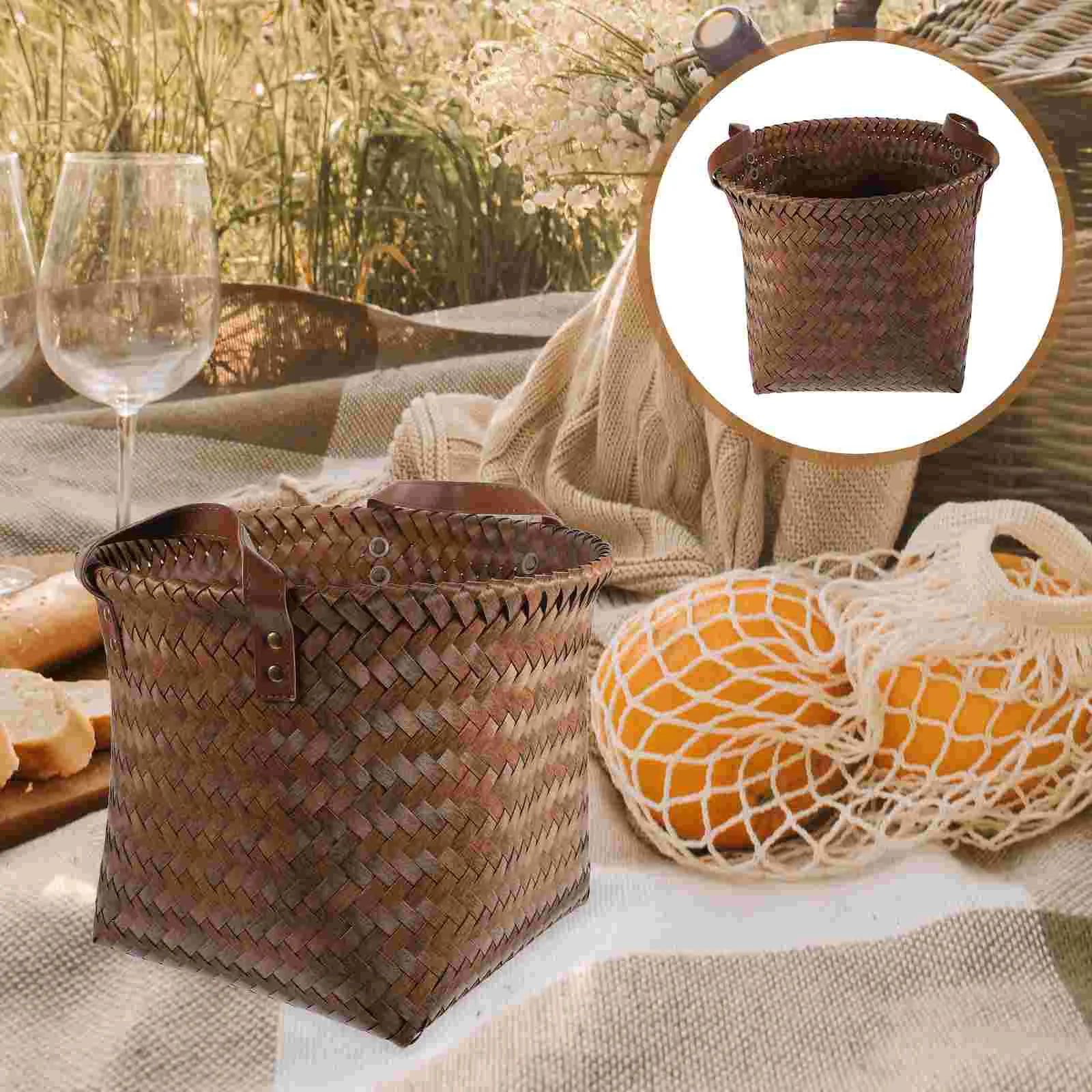 

Woven Basket Daily Necessities Basket Imitation Rattan Tabletop Sundries Finishing Basket