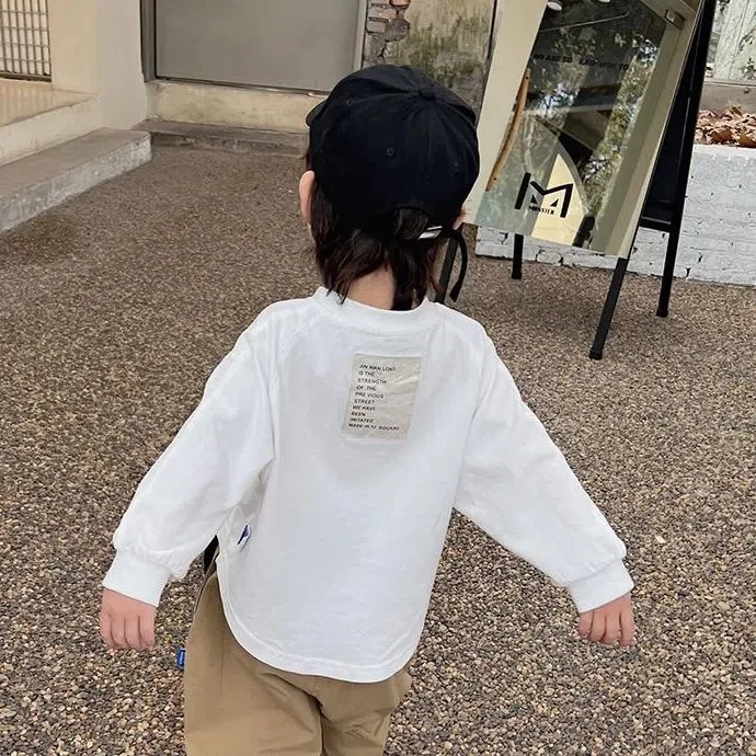 2025 Spring New Children Long Sleeve T Shirt Cotton Baby Boy Girl Solid Casual Bottoming Shirt Toddler Kids Versatile Loose Tops 3