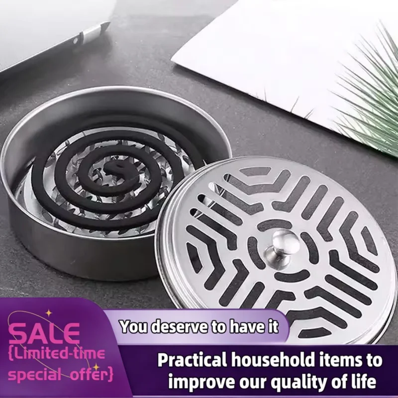 Iron Mosquito Coil Holder Box with Cover for Household