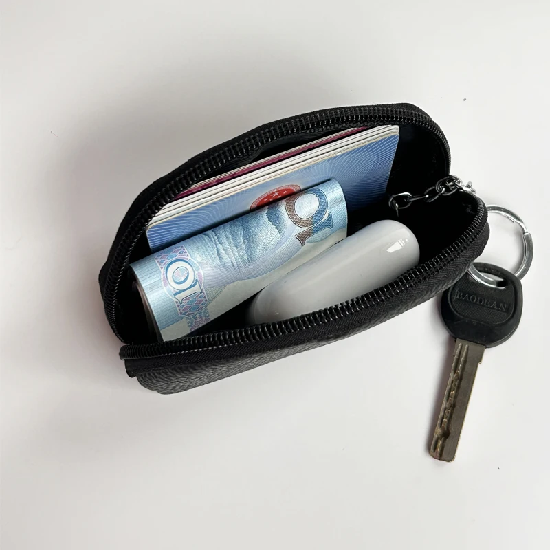 Fashion Soft Genuine Pebble Leather Coin Purse Small Cute Half Moon Card Key Zipper Change Pouch Wallet for Women coin purse coin wallet