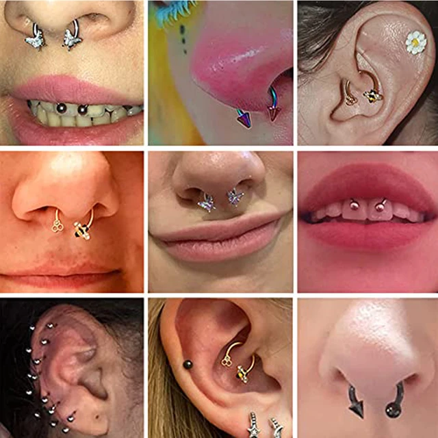 20PCS 20G Septum Nose Rings Hoop Stainless Steel Non Piercing Body Jewelry  Gift