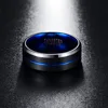 BONLAVIE  8mm Tungsten Carbide Ring Blue & Black Matte Finish Beveled Edge Men's Women Wedding Band Large Size 4 to 17 2