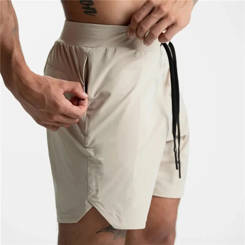 Men's Quick-Dry Athletic Jogger Shorts with Zipper Pockets