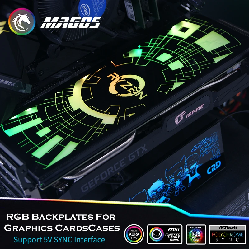 Personalizado Case pc Painel Lateral Gpu Backplane Rgb fé Luz Colorida Rgb D-rgb Aura Streamer Backplate para o Case Placa Gráfica - Imagem 3