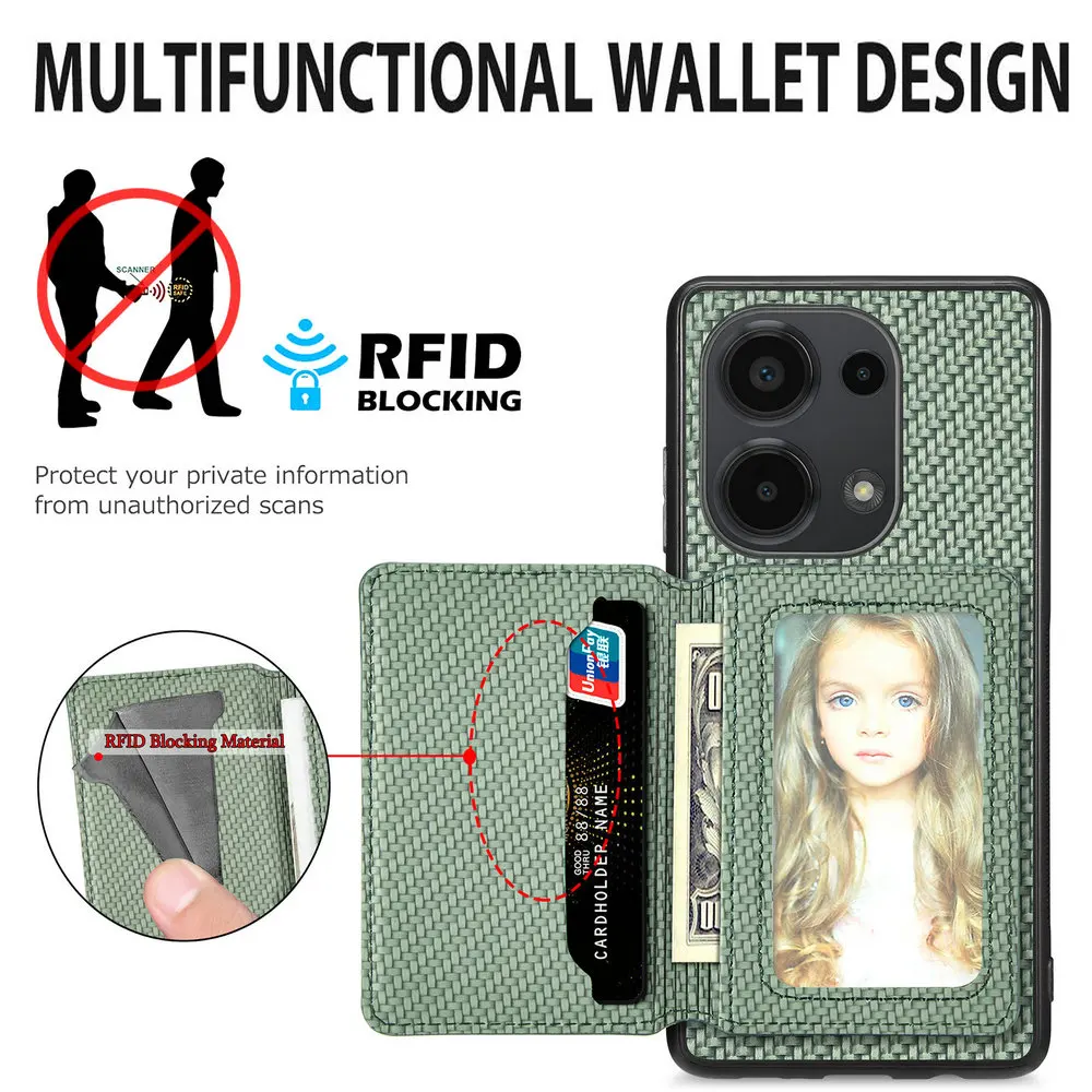 Luxury RFID Leather Card Case with Magnetic Back Shell