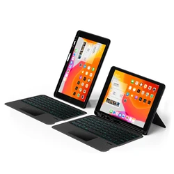 Enhanced Wireless Backlit Keyboard Case with TouchPad and Detachable Cover - English - Arabic (Black)