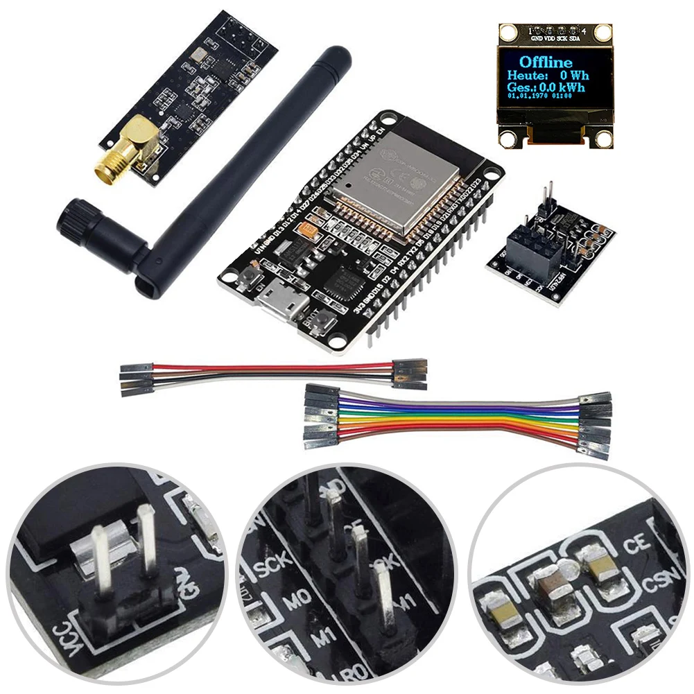Integrazione Aerodinamica Opendtu Per Hoymiles Kit Fai Da Te Plug And Play Con Display Esp32 Ssd1306 E Antenne Nrf24L01