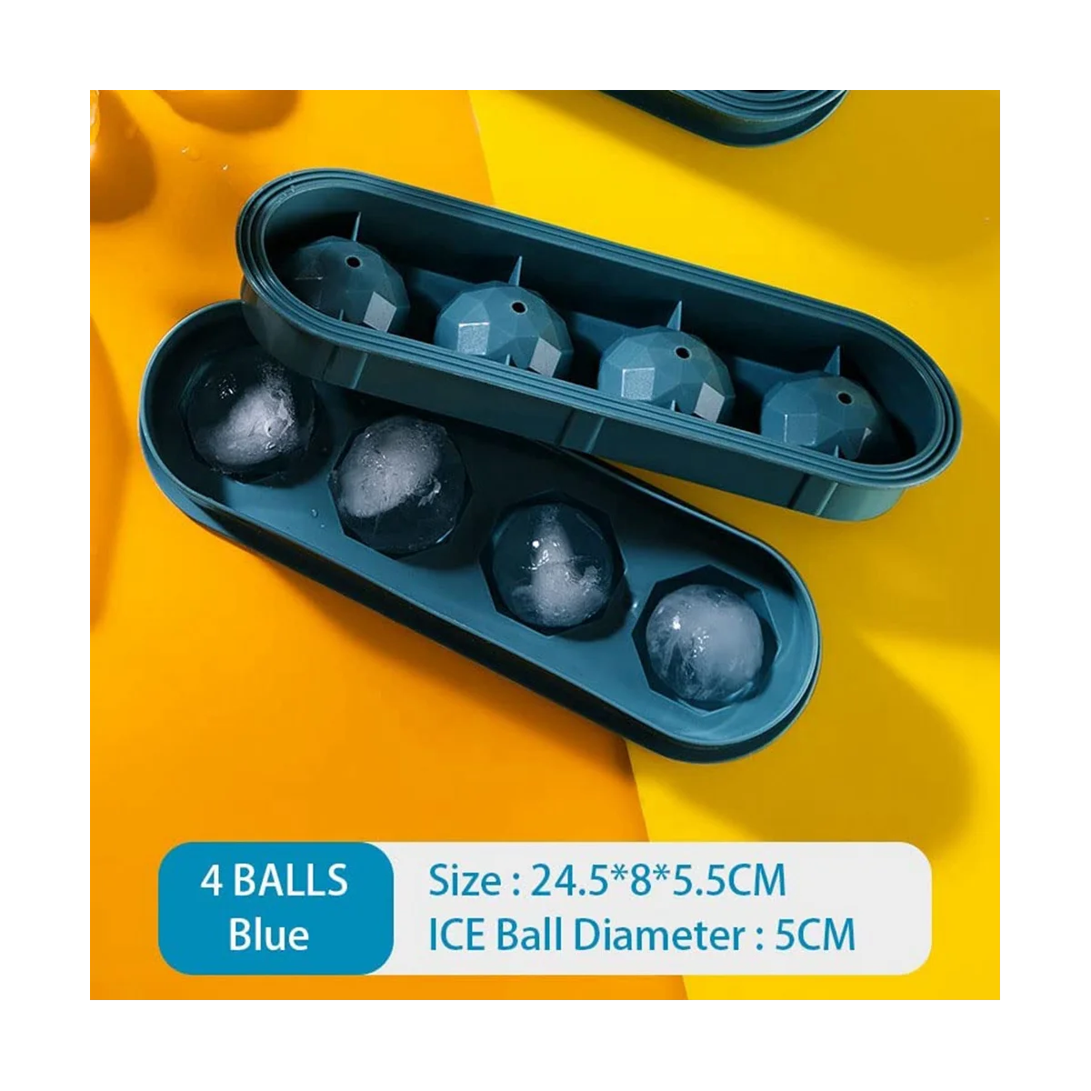 Round Ice-Cube Tray, Reusable Easy-To-Release Ice Ball Mold Tray for Whiskey, Cocktails Ice Ball Manufacturing Orange