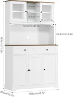 Pantry Storage Cabinet, Kitchen Hutch with Buffet Cupboard, Utility Pantry Cabinet with Microwave Stand,Tall Kitchen Cabinets 2