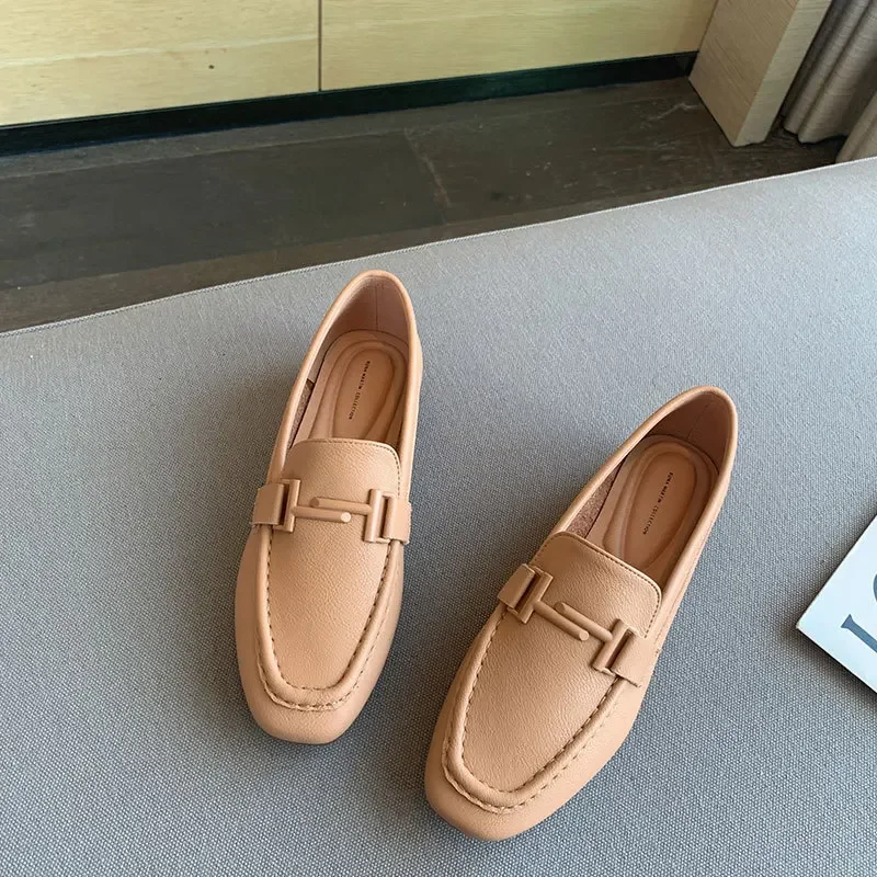 Women's Autumn Leather Loafers - Elegant Flat Shoes