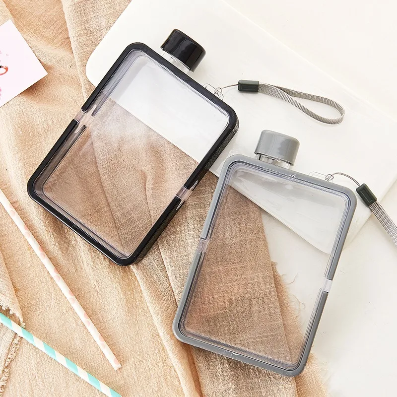 Portable BPA-Free Transparent Flat Water Bottle - Slim, DIY-Ready, Easy to Carry