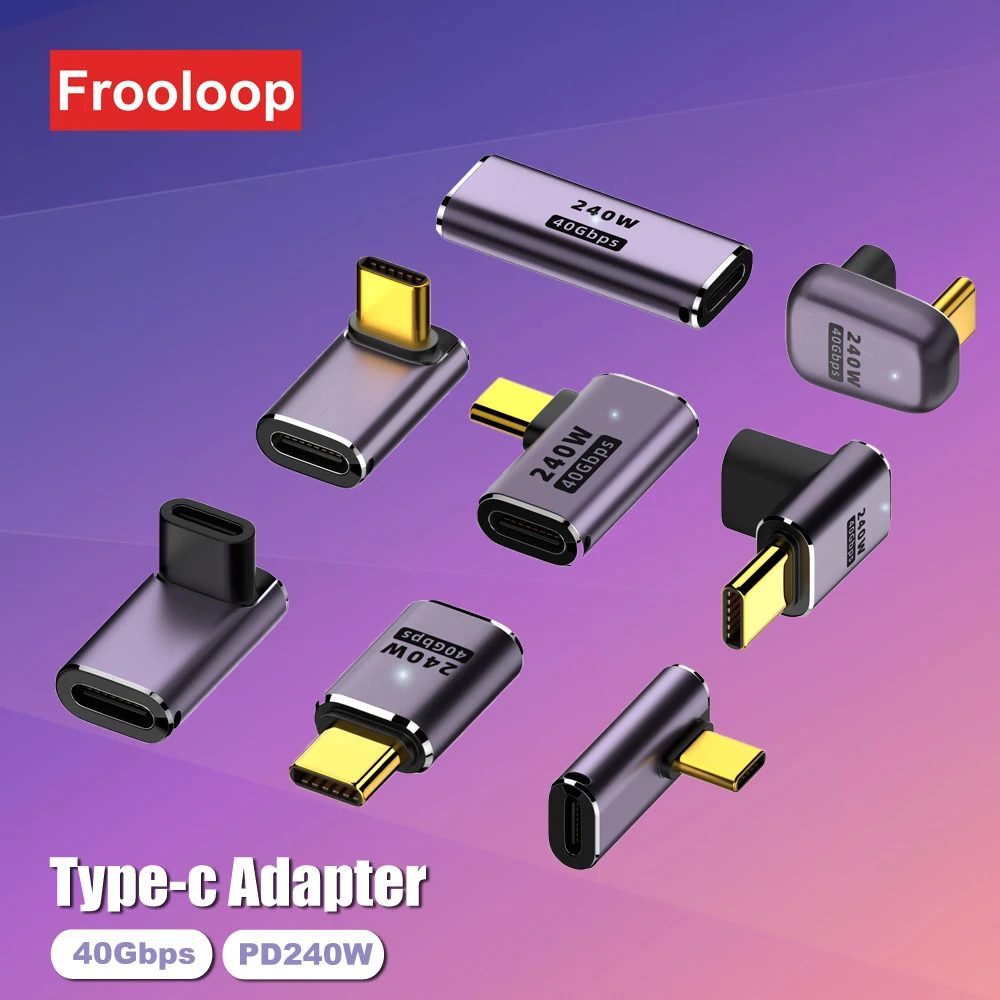 Usb 4.0 tipo c Otg Adaptador Usb-c Macho para tipo c Fêmea Conversor de 90 Graus Mac 8k 60hz 40gbps pd Thunderbolt Dados U-shape 240w