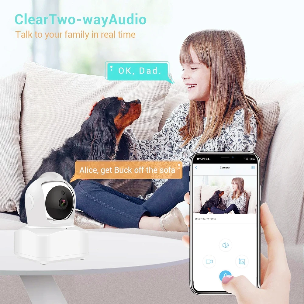 5MP WIFI IP PTZ Camera Indoor Smart Home CamHi APP Two-Way Audio Pan Tilt Wireless Network CCTV Camera With RJ45 Port 3