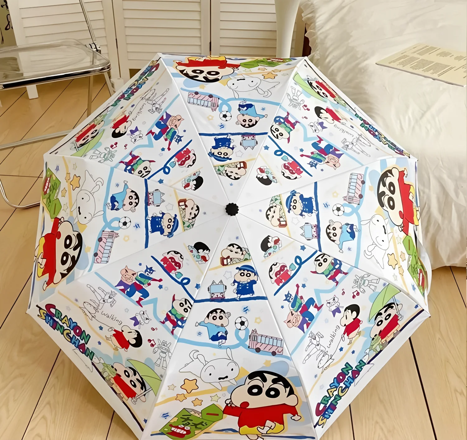 Fully automatic umbrella dual-purpose student sun protection parasol crayon Shin-shi's portable folding parasol new model