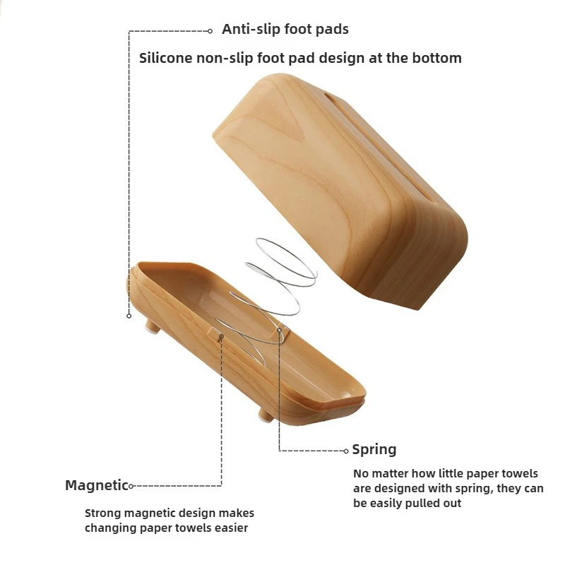 Tissue Box Table Napkin Rings Tissue Case Paper Box Container Bamboo Cover Solid Wood Storage Box Home Room Shelf Organizer 2