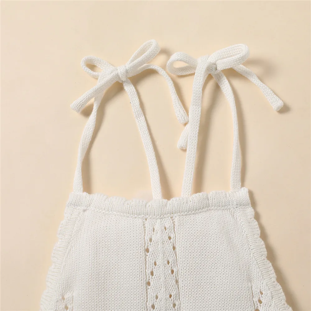 Infant Kids Baby Girl Boy Shorts Suits Solid Color Sling Knit Romper Drawstring Shorts Birthday Sets kids clothes set two piece set baby girl clothing set shorts suit