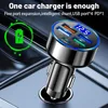 Multi Ports USB C Car Charger Fast Charging Phone Adapter in Car with Voltage Display For iPhone Samsung Huawei Android Phone 6