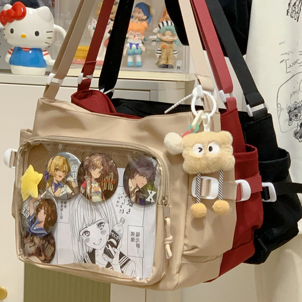 Japanese Ita Bag JK Shoulder Purse with Clear Window Cartoon kawaii Book Bag Trendy Transparent Crossbody Bags Lolita Handbag
