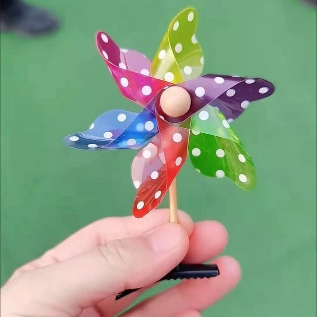 3pcs Girls Cute 3D Windmill Hair Clip Child  Colorful Rainbow Plastic Sweet Barrettes Hair Barrettes Headwear Outdoor Funny toys 2
