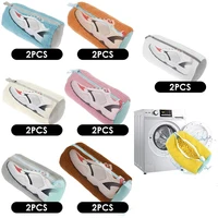 2Pcs Washing Shoes Bag Cotton Laundry Bag Reusable Zipper Shoe Washing Bag Anti-Deformation Shoes Clothes Organizer Drying Bags 1