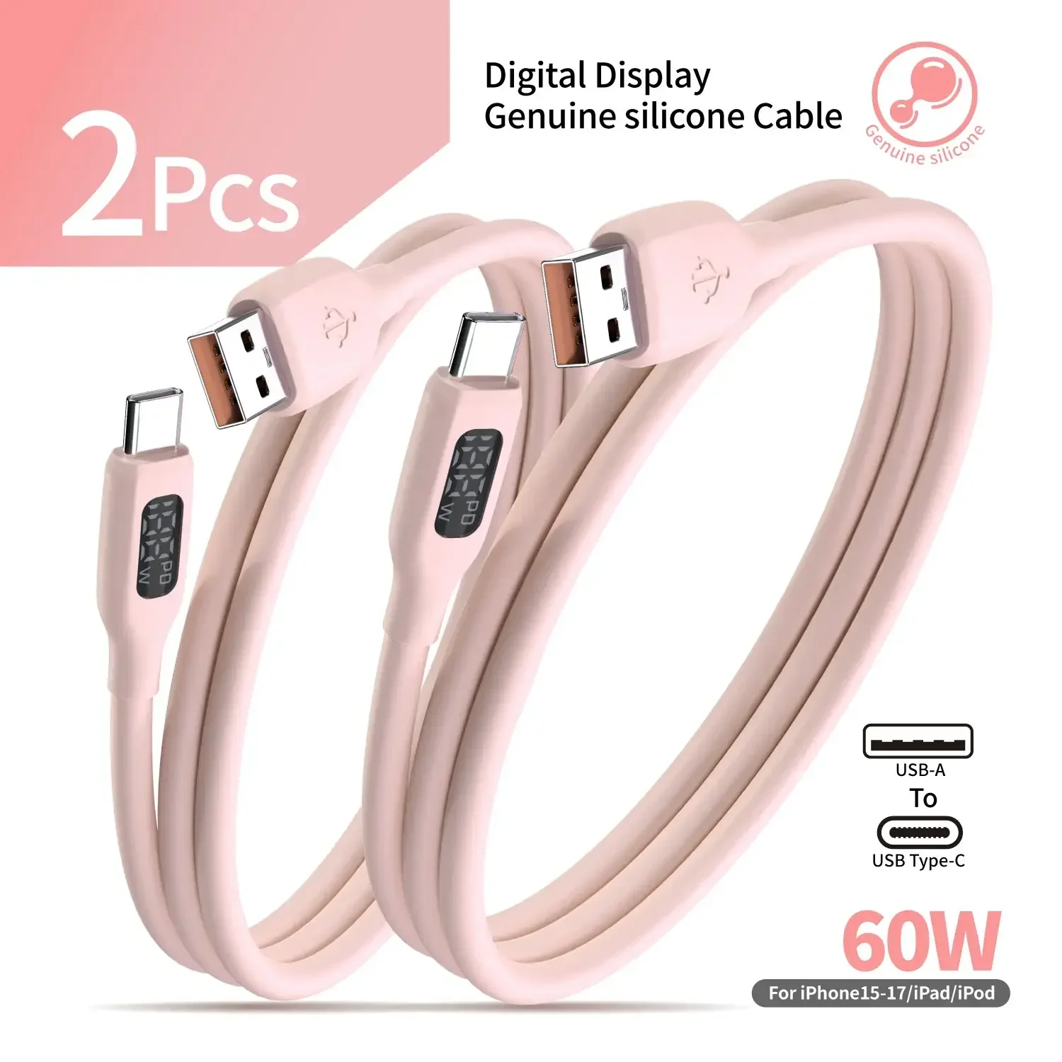 Dual USB A & C Fast Charging Cable [2-Pack]