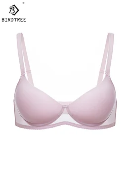 BirdTree 100%Real Silk Wire Free Bra, Women Silky Solid Color Thin, Skin Friendly Sexy Underwear, 2026 Spring Summer P41955QM 1
