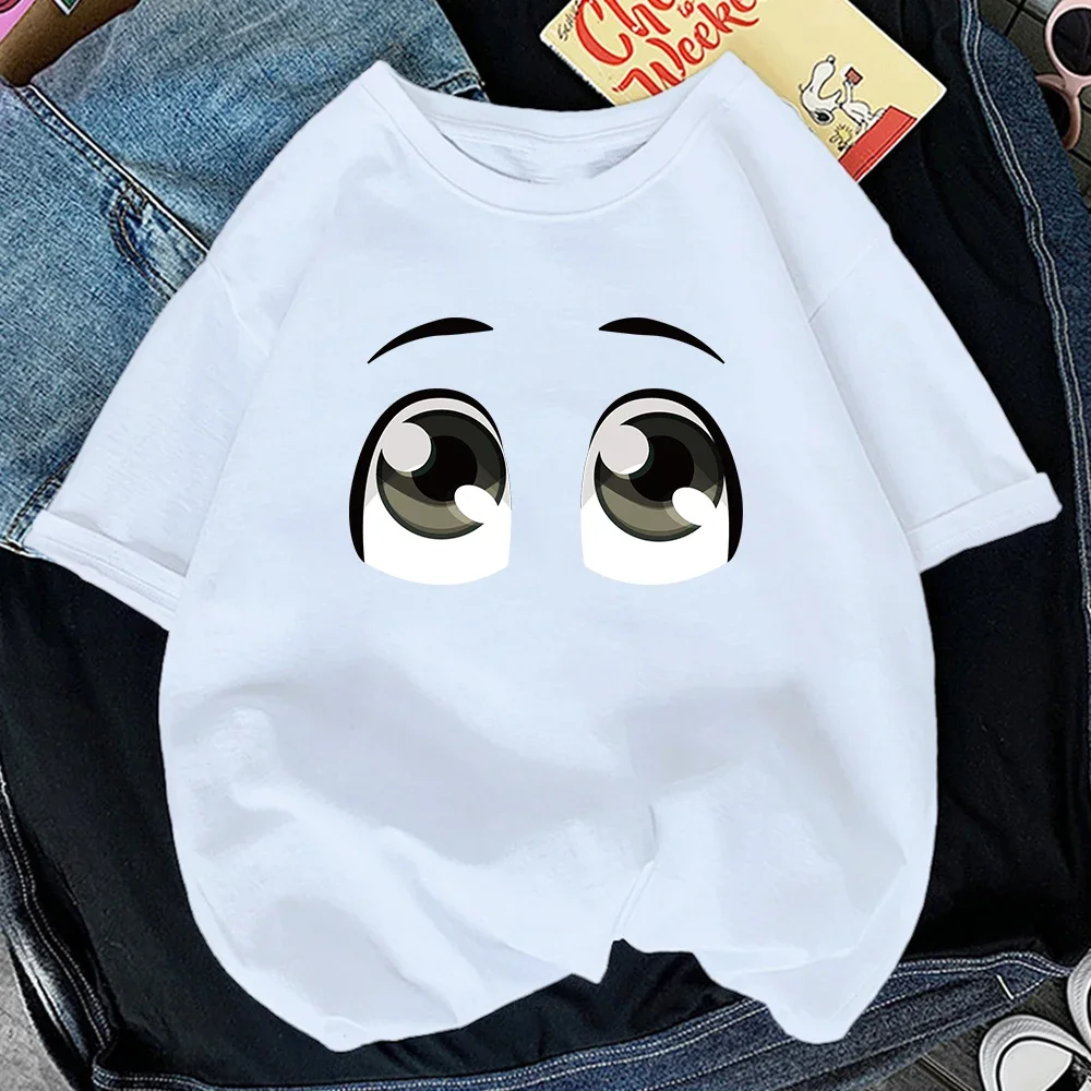 

Женская футболка с забавным принтом глаз, женский тонкий женский топ, привлекательный Приталенный топ с анимационным рисунком, футболка с коротким рукавом