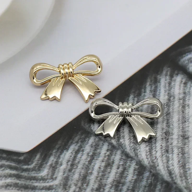 10pcs Golden Bow Shaped Metal Buttons,Sewing Accessories for Clothing Buttons, Suitable for Knitting Sweaters, Dresses, Shirts 3