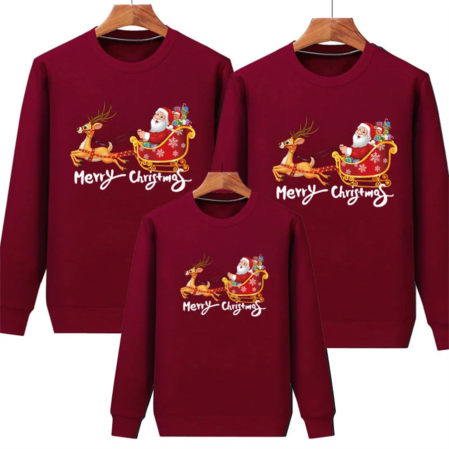 MJGkhiy Sweat De Noël Famille Ensemble Pull Tops Manches Longues
