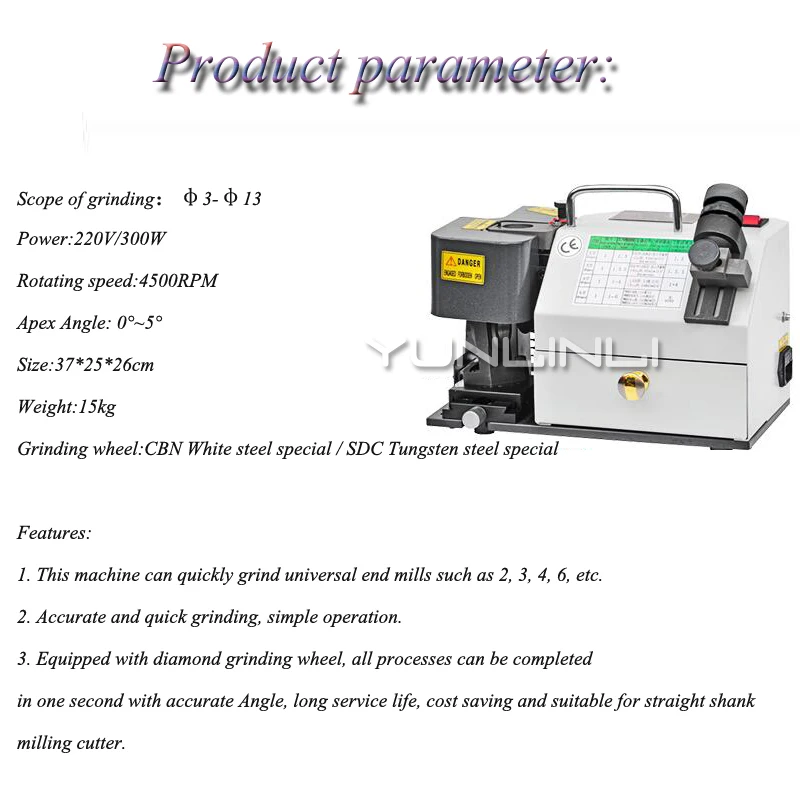 3-13mm End Mill Sharpener Milling Cutter Sharpening Machine Mill Cutter Grinding Machine GD-313 3