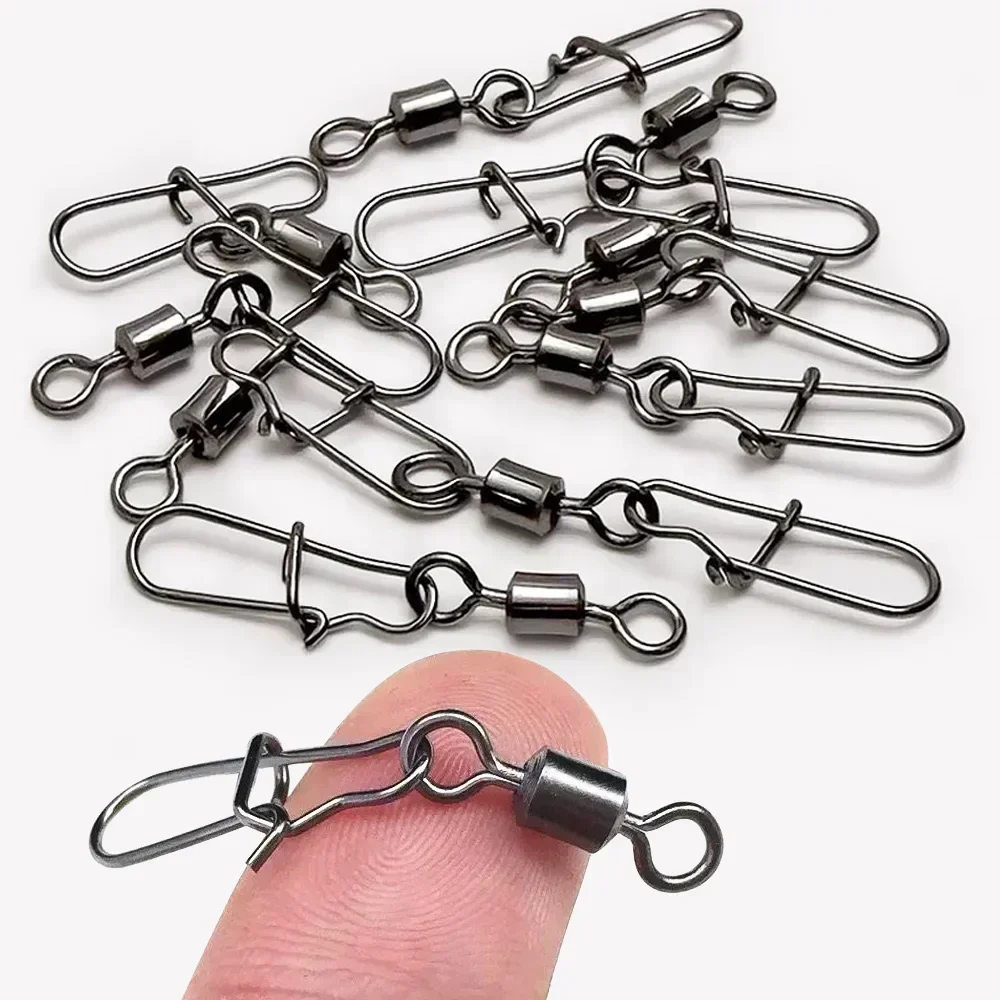 100 teile/schachtel Schwenk Snap Pin Rolling Ring Angelgerät Box Schnalle Haken Kit Draht Stecker Drehen Lager Pesca 35 -100 stücke Getriebe – Detail 5