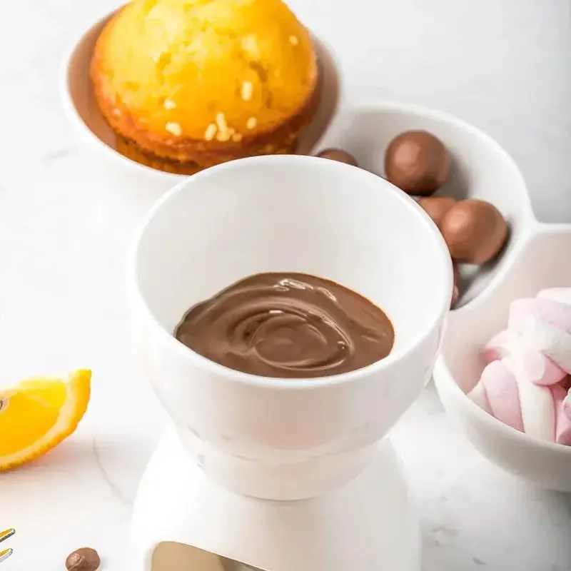 Creative Mini Ceramic Chocolate Fondue Premium Porcelain Chocolate Cheese Melting Pot Household Tool Kitchen Accessories