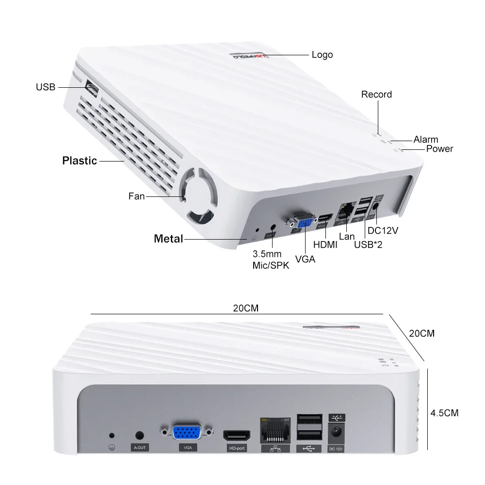 H.265 8MP NVR with Face Human Support Xmeye Pro App Mobile Monitoring 36CH 32CH 16CH 10CH 4K H.265 NVR HD 3840*2160 Output network video recorder