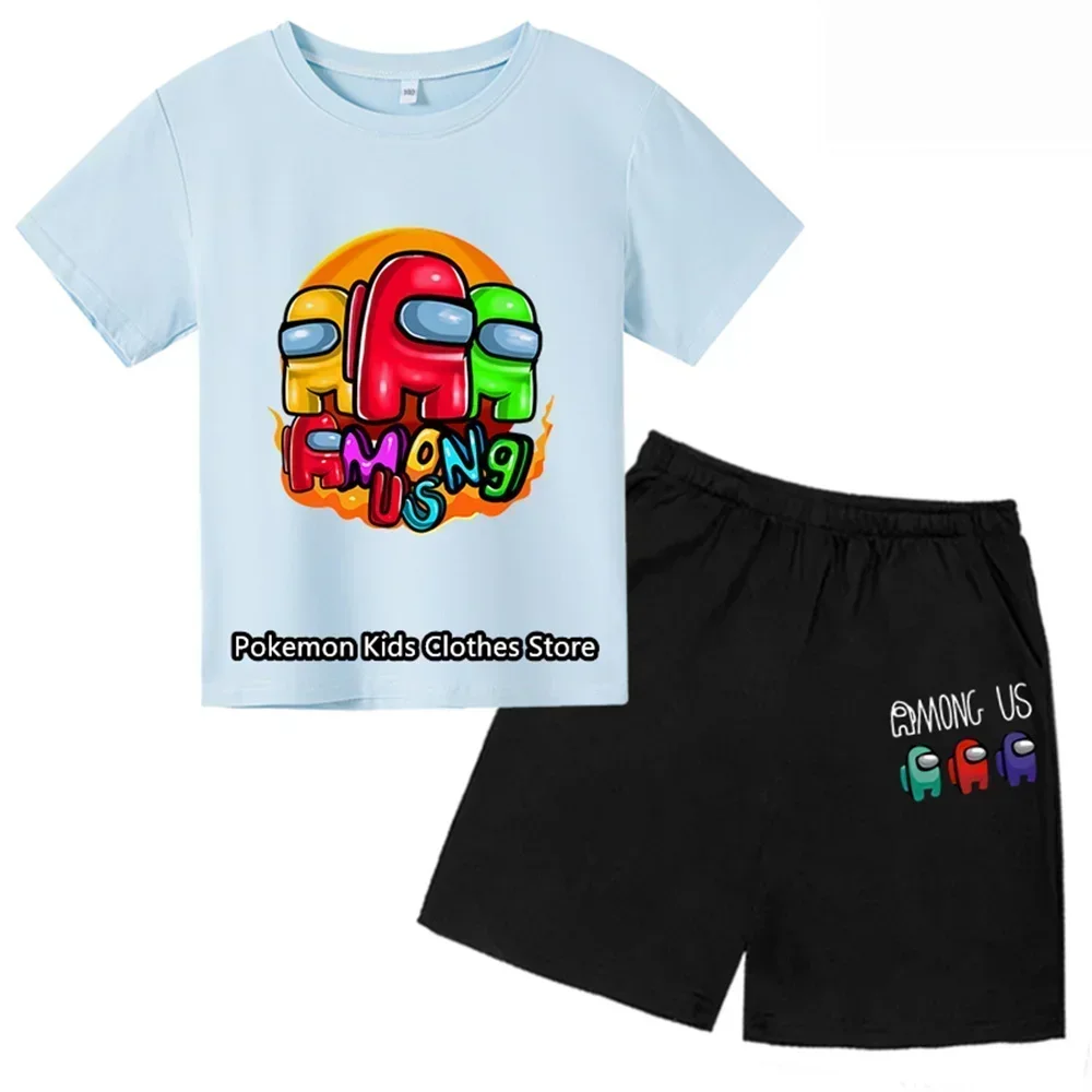 Summer Game Impostor T-shirt Kids Girls Casual Stitch Tshirt Baby Boy Teen Clothes Fashion Brand Disney Spiderman Sports Set 6