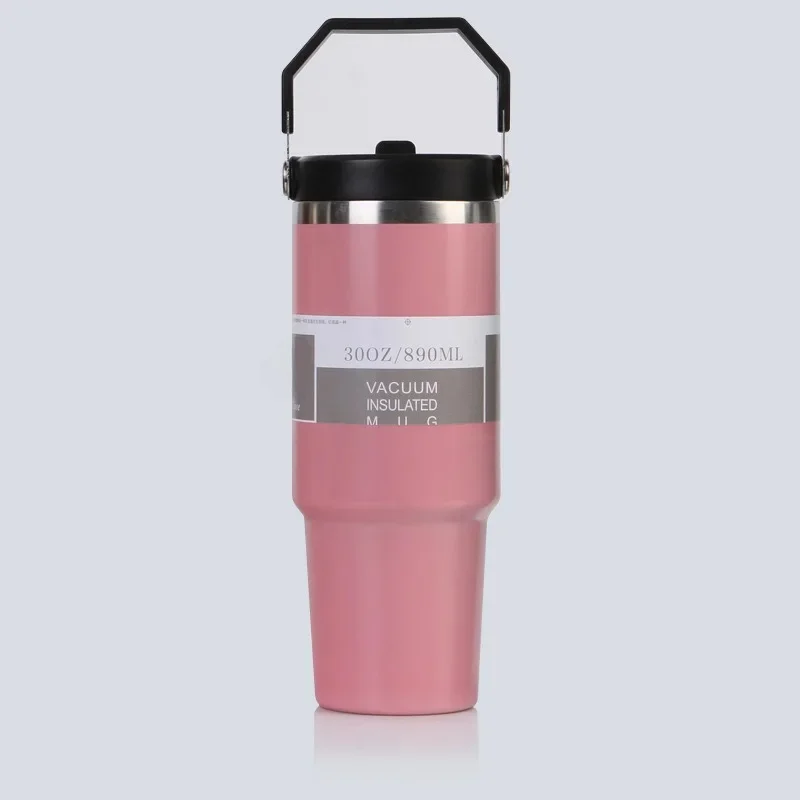 thumbnail image 1 of Taza portátil con aislamiento de acero inoxidable de 30oz para coche, dominador de hielo, taza con pajita doble para bebida, taza de preservación del frío para uso en vehículos, 1 of 4
