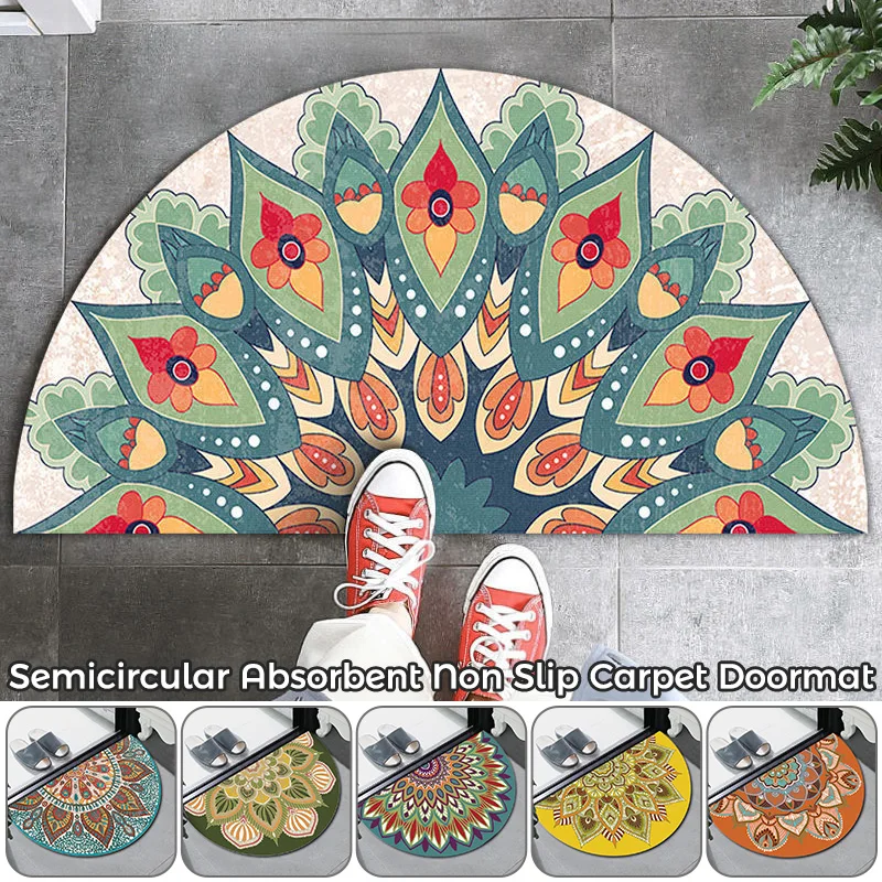 

Bath Mats for Bathroom Non Slip Memory Foam Boho Semicircle Non-Slip Doormat Home Kitchen Outdoor Stairs Floor Quick Dry Rug New