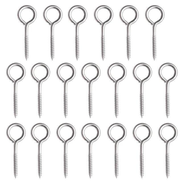 20 Pieces M3/M4/M5 Stainless Steel Eye Screws Hooks Self-tapping