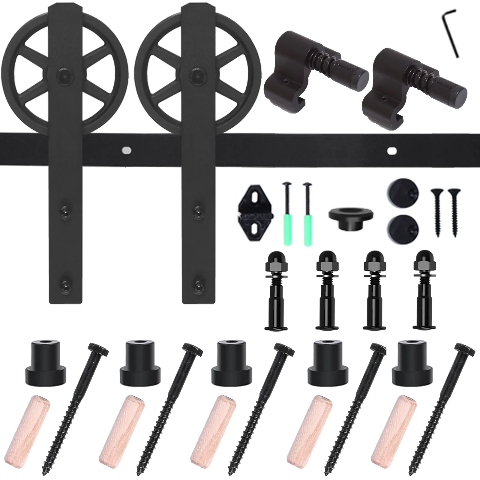 TSMST5-10Foot Sliding Barn Door Hardware Kit Rail System Industrial Track Big Wheel I Roller Hanger Adjustable Floor Guide
