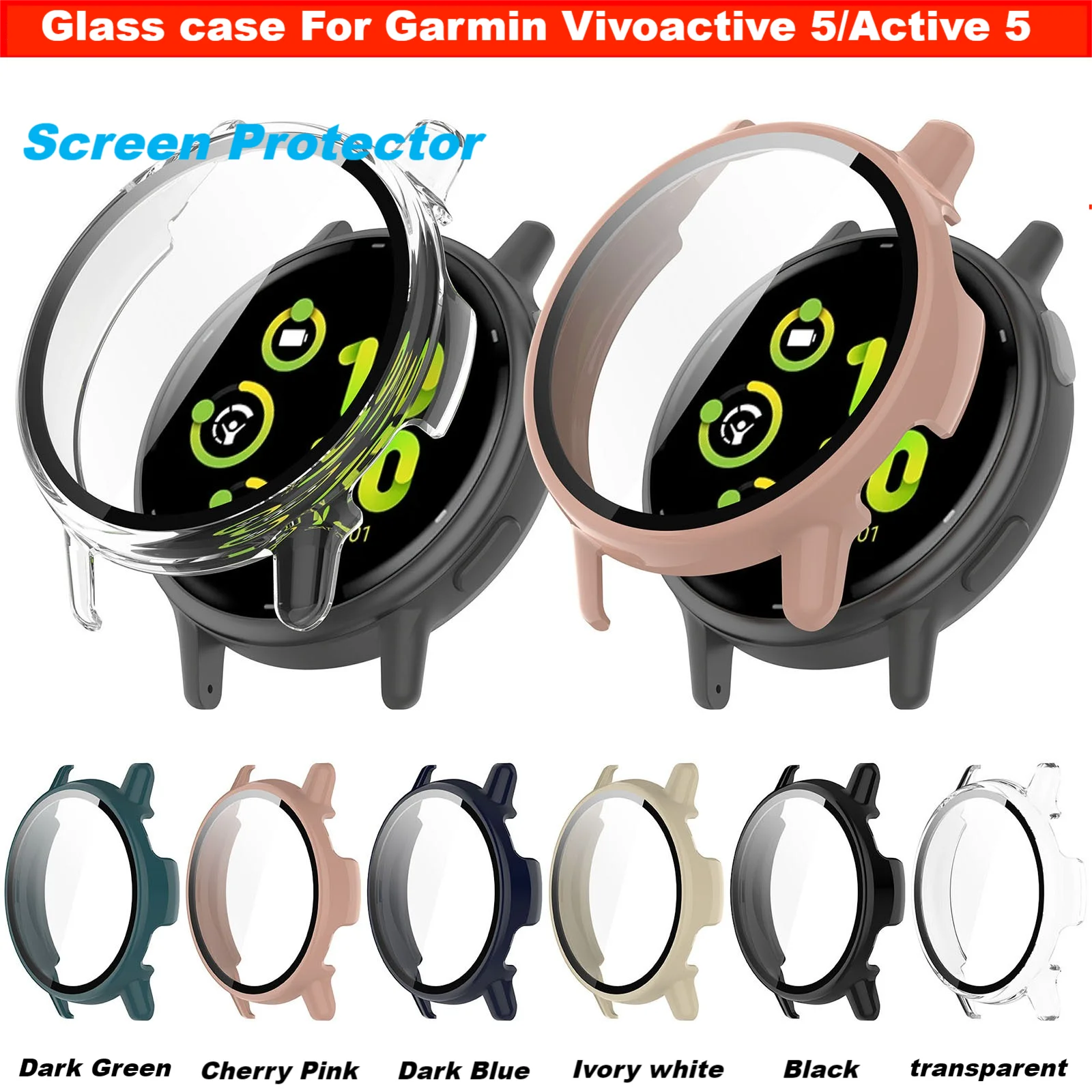 Garmin Vivoactive 5 용 강화 유리 케이스 Garmin vivoactive5 쉘 커버 액세서리 용 스마트 시계 케이스 화..
